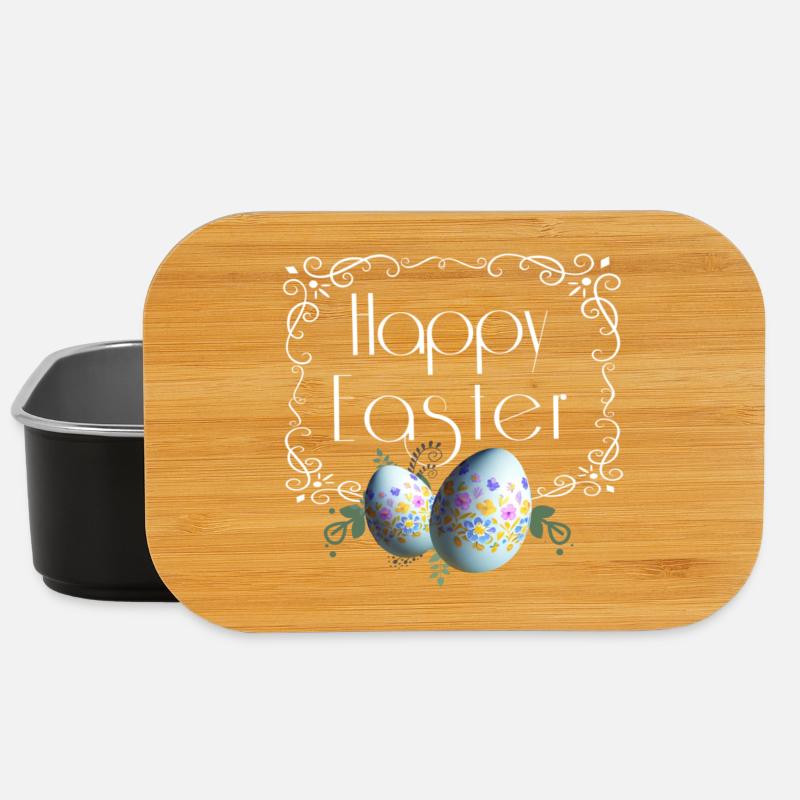 Happy Easter Schriftzug mit Ostereier - Lunch Box - Schwarz