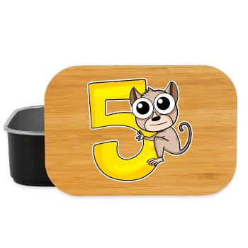 5 Geburtstag 5 Jahre alt mit Tier Motiv - fünf - Lunch Box - Schwarz - Vorne