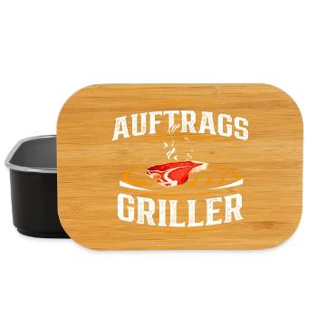 Auftragsgriller - Lustiger Spruch BBQ Grillmeister - Lunch Box - Schwarz - Vorne