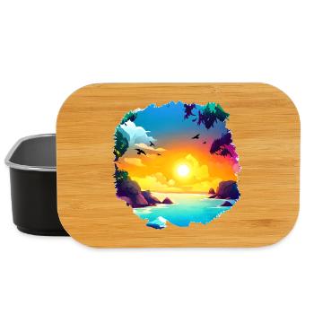Summer Sunset Beach Watercolor - Lunch Box - black - Front