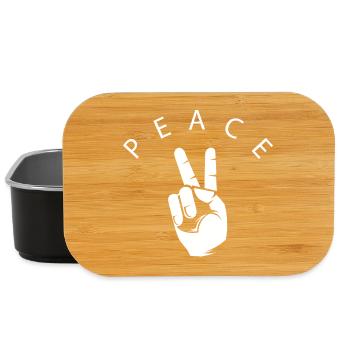 peace hand Frieden Symbol Hand Finger Zeichen Icon - Lunch Box - Schwarz - Vorne