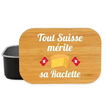 raclette, fromage fondu, Suisse - Boîte à goûter - noir - Devant