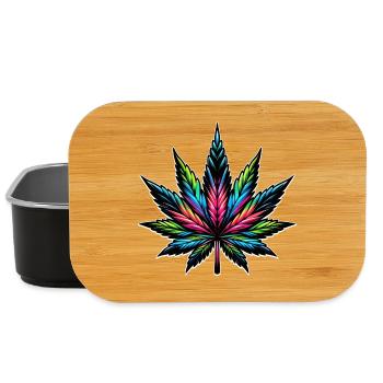 Design psychédélique au néon du cannabis - Boîte à goûter - noir - Devant