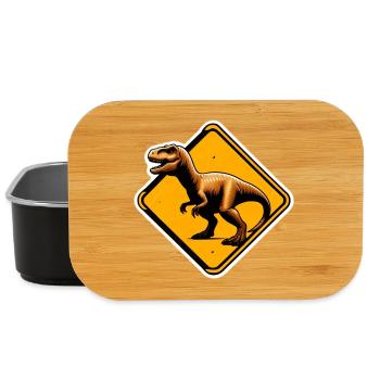 T-Rex Warnschild Illustration - Lunch Box - Schwarz - Vorne