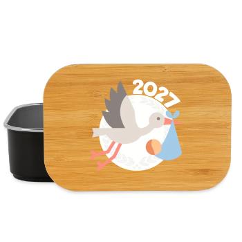 Stork with baby 2027 - Lunch Box - black - Front