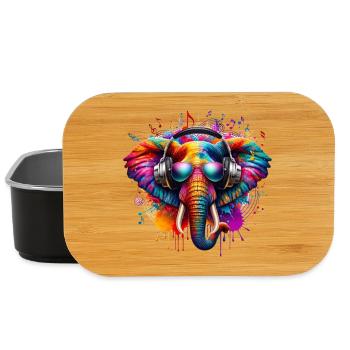 Colorful elephant with headphones - Lunch Box - black - Front