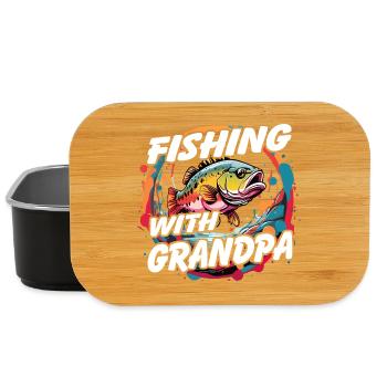 Angeln mit Opa buntes Angelmotiv - Lunch Box - Schwarz - Vorne