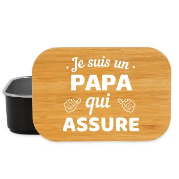 T-shirt Papa Qui Assure - Boîte à goûter - noir - Devant