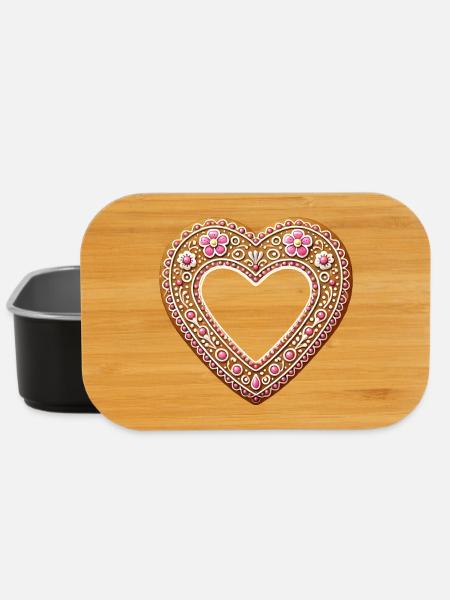 Lebkuchenherz Rahmen Tradition und Liebe vereint - Lunch Box - Schwarz