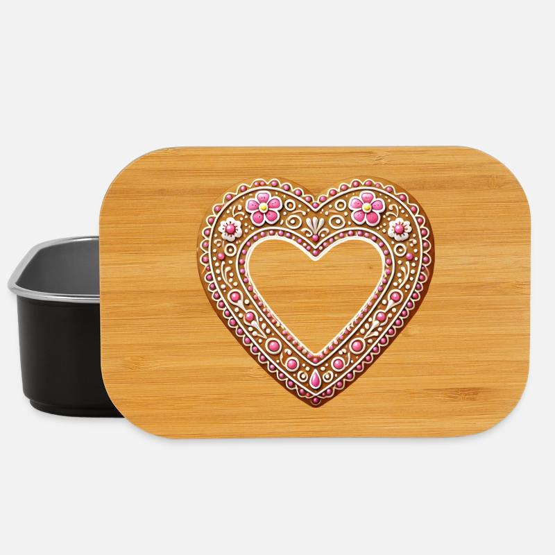 Lebkuchenherz Rahmen Tradition und Liebe vereint - Lunch Box - Schwarz