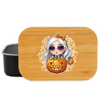 Mädchen zu Halloween mit Kürbis und Sternchen - Lunch Box - Schwarz - Vorne