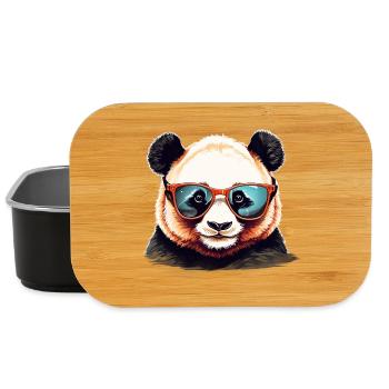 Casual panda head with sunglasses - Lunch Box - black - Front