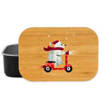 Eisbär im Weihnachtsoutfit auf einem Roller - Lunch Box - Schwarz - Vorne