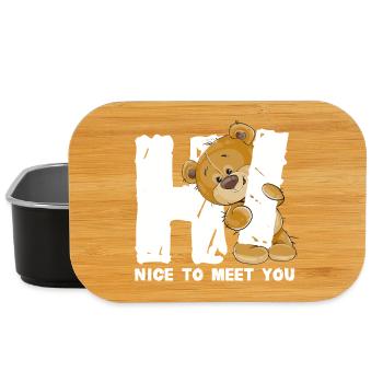 Ours en peluche mignon salutation dicton anglais - Boîte à goûter - noir - Devant