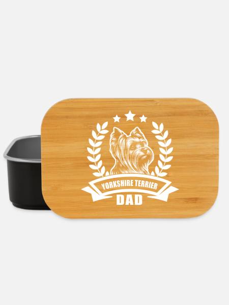 "Yorkshire Terrier Dad" mit Banner und Ährenkranz - Lunch Box - Schwarz