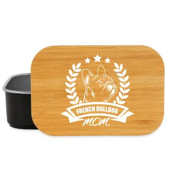 "French Bulldog Mom" with banner and wreath of wheat - Lunch Box - black - Front