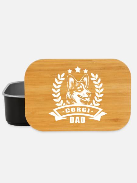 « Corgi Dad » avec bannière et couronne de blé - Boîte à goûter - noir
