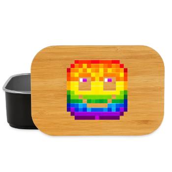 Rainbow Pixel  smiling face Art - Lunch Box - black - Front