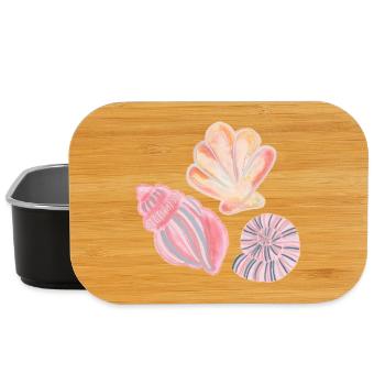 Seashell Designs Illustrated in Watercolors - Lunch Box - black - Front