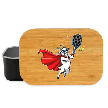 Tennis chèvre super-héros avec raquette et balle - Boîte à goûter - noir - Devant