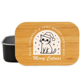 Amoureux des chats, drôle, joyeux vœux de Noël, jeu de mots - Boîte à goûter - noir - Devant