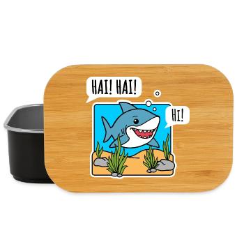 Le gentil requin dit bonjour joyeusement ! Dites bonjour au requin ! - Boîte à goûter - noir - Devant
