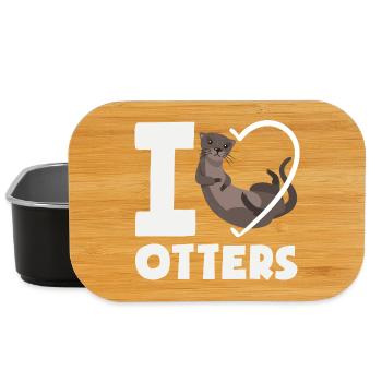 Loutre de mer dessin animé coeur - Boîte à goûter - noir - Devant