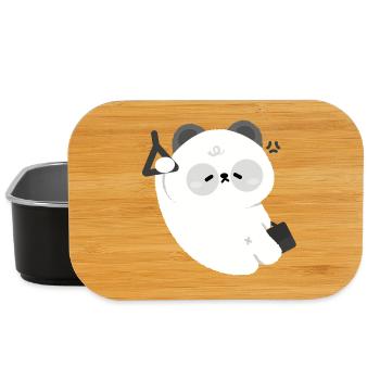 Sleepy Panda Kawaii T-Shirt - Lunch Box - Schwarz - Vorne