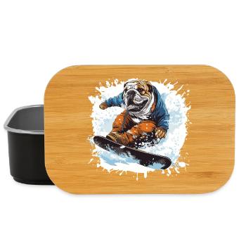 Bulldog Hund Snowboard - Lunch Box - Schwarz - Vorne