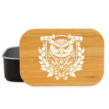 Blason de hibou en couronne de laurier - Boîte à goûter - noir - Devant