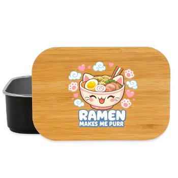 Kawaii Cat Ramen Noodles Anime Cat - Lunch Box - black - Front