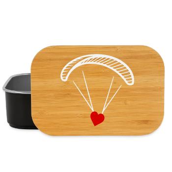 Paraglider - Paraglider with heart - Valentine's Day - Lunch Box - black - Front