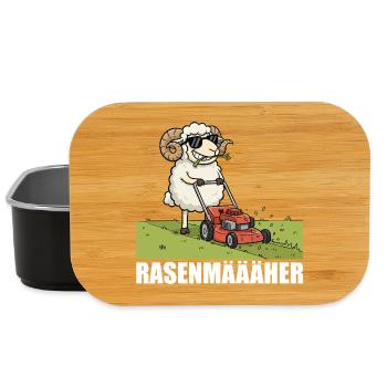 Funny Sheep Mowing Lawn - Lawn Mower Gardener - Lunch Box - black - Front