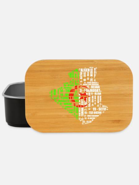 Carte d’Algérie en couleur drapeau et 48 wilayas - Boîte à goûter - noir