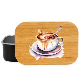 Coffee Watercolor Mug Splash - Lunch Box - black - Front