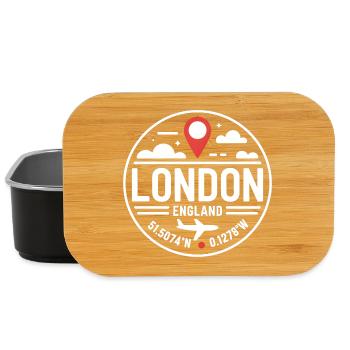 Motif de voyage des coordonnées anglaises de Londres - Boîte à goûter - noir - Devant