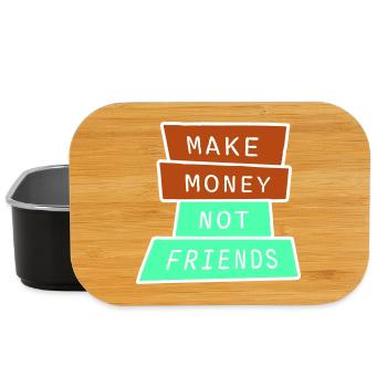 Make Money Not Friends Hustle Quote Saying Logo - Lunch Box - black - Front