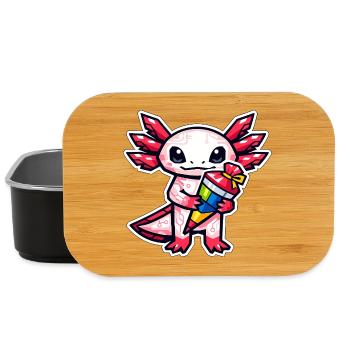 Axolotl with school cone for school enrollment - Lunch Box - black - Front