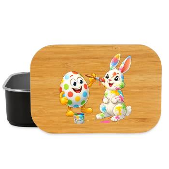 Funny Easter Egg Paints Happy Easter Bunny - Lunch Box - black - Front