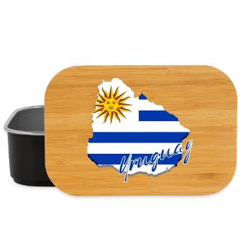 Map with the flag of Uruguay, I love Uruguay - Lunch Box - black - Front