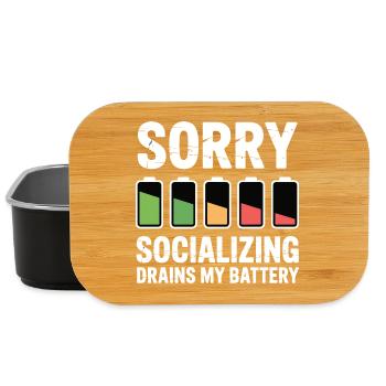 Joke about sociable, exhausted introverts - Lunch Box - black - Front
