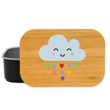 Cute Cloud Rainbow Hearts Kawaii Happy Mood Design - Lunch Box - black - Front