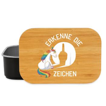erkenne die Zeischen lustiges Einhorn - Lunch Box - Schwarz - Vorne