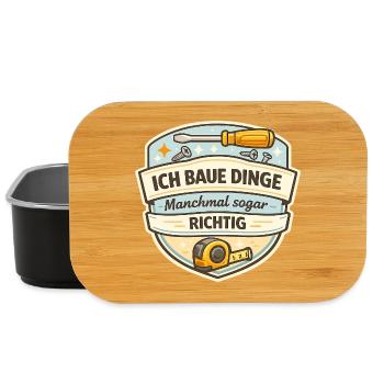 Ich Baue Dinge - Manchmal Richtig - Lunch Box - Schwarz - Vorne