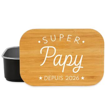 Super Papy depuis 2026 Cadeau Naissance Grand-Père - Boîte à goûter - noir - Devant