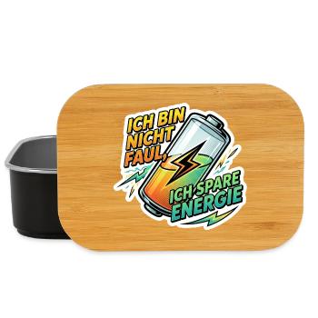Ich bin nicht faul ich sparen Energie - Lunch Box - Schwarz - Vorne
