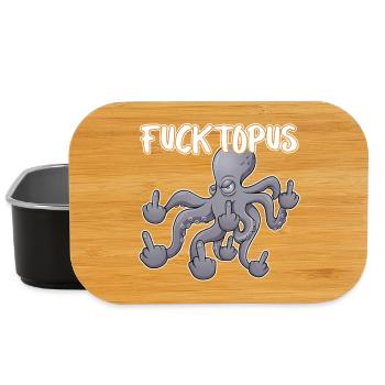 Fucktopuss – Cheeky Octopus Cartoon - Lunch Box - black - Front