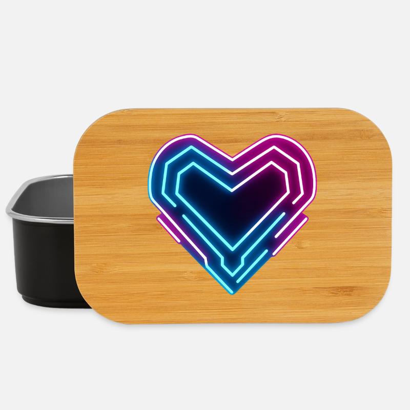 Futuristisches Neon-Herz | Cyber Heart Love Design - Lunch Box - Schwarz