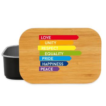gay Love Unity Respect Pride happy Rainbow colorful - Lunch Box - black - Front