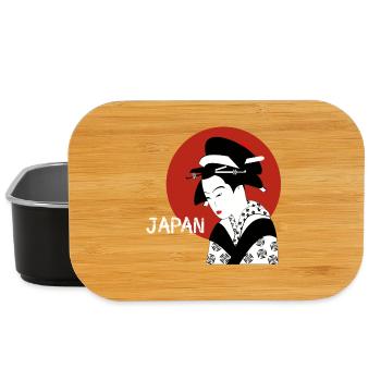 japan geisha flag art woman cosplay manga kimon - Lunch Box - black - Front
